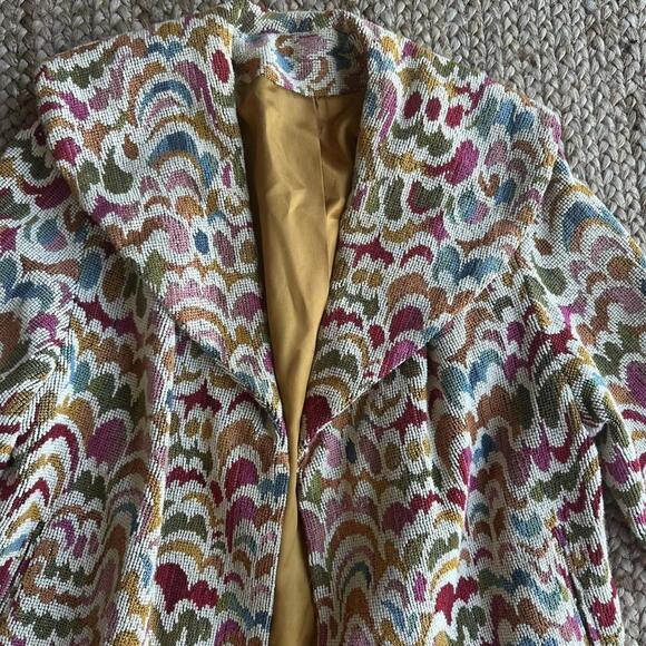Super unique vintage 1960s multicolored tapestry trench coat statement piece - Picture 2 of 6